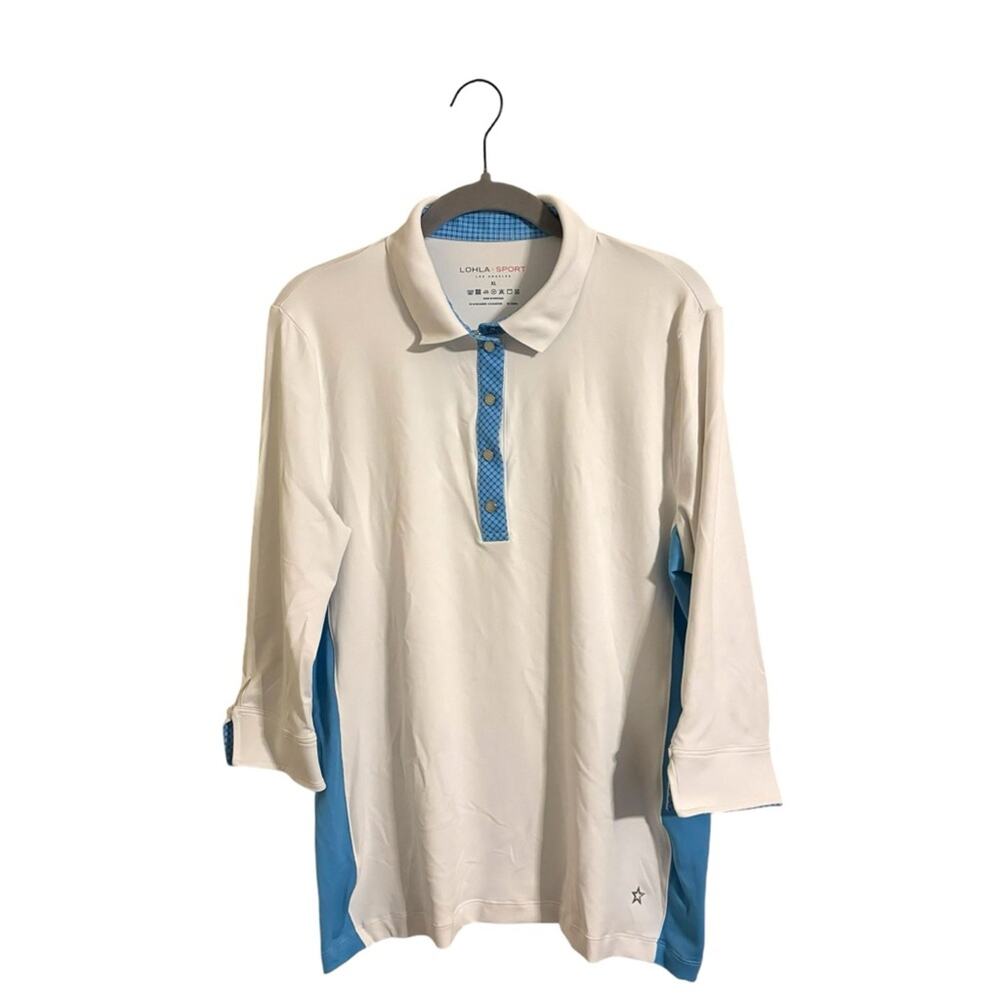 Lohla Sport Suzanne 3/4 Sleeve White‎ Blue Golf Shirt XL